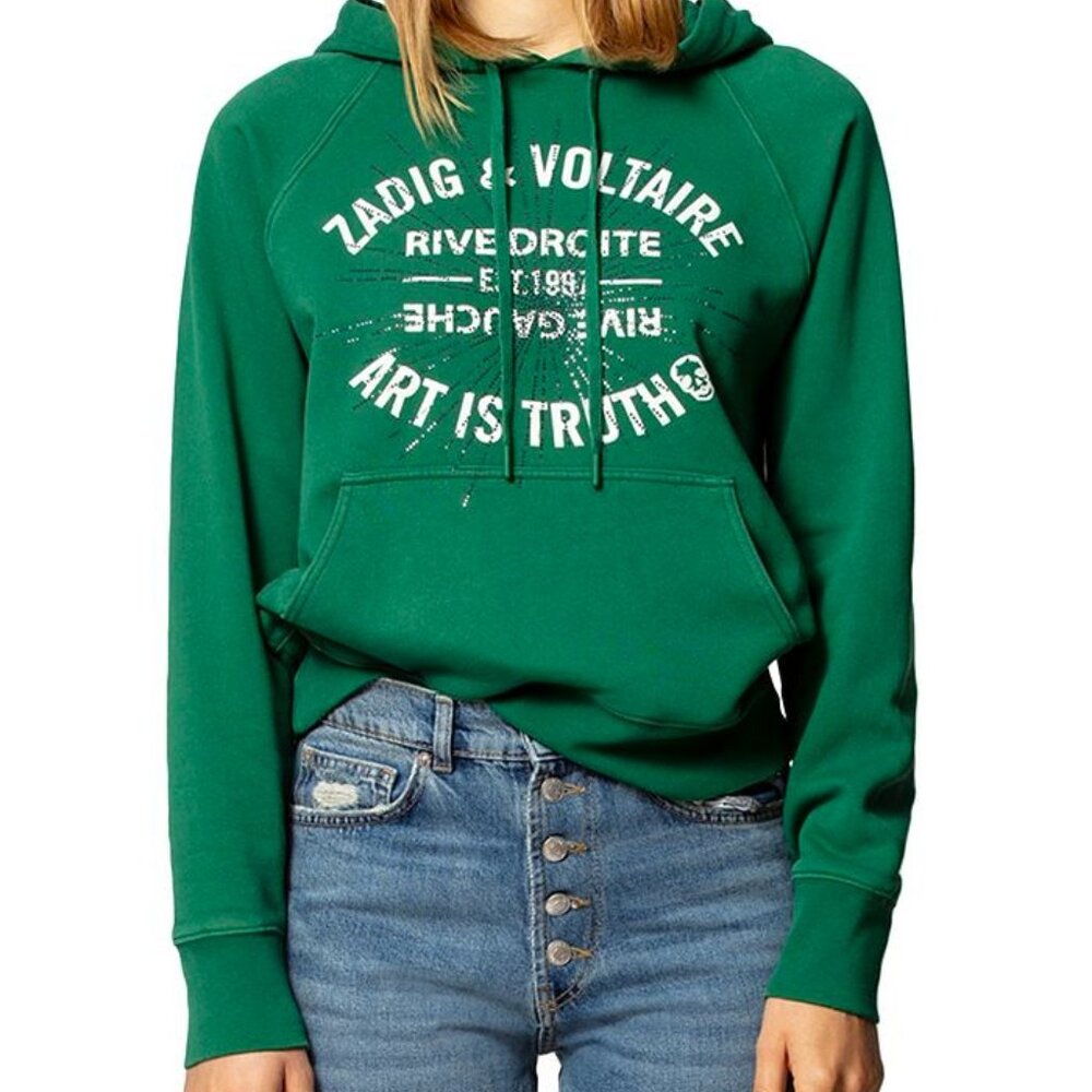 Zadig and Voltaire Spencer Rhinestone Blason Hoodie Sweater XS Golden Goose